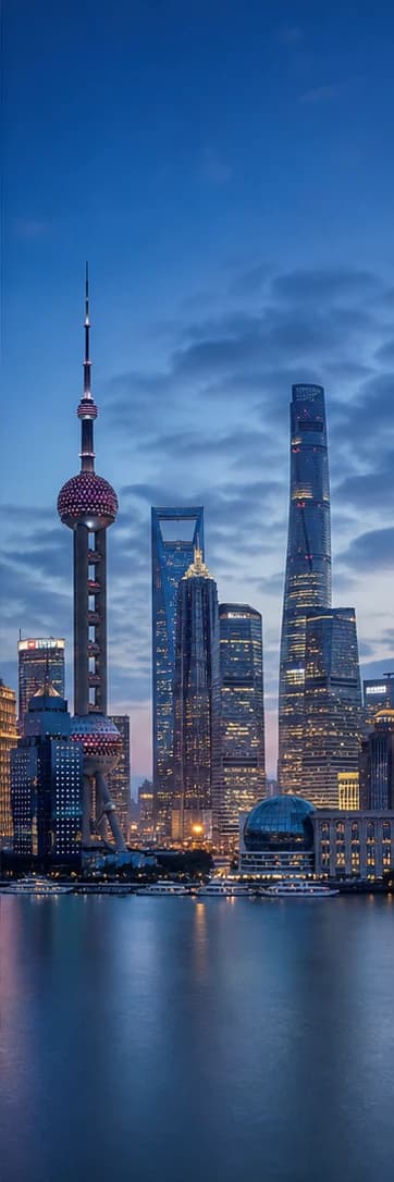 Shanghai skyline at dusk for a China honeymoon